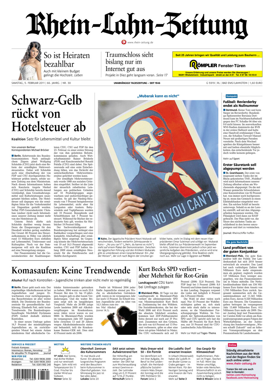 Rhein-Lahn-Zeitung vom Samstag, 05.02.2011