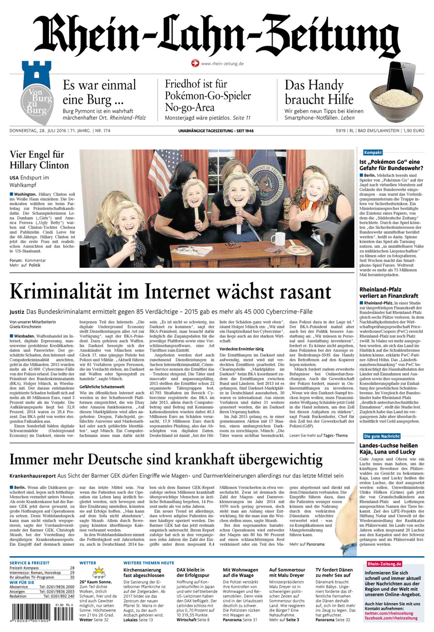 Rhein-Lahn-Zeitung vom Donnerstag, 28.07.2016