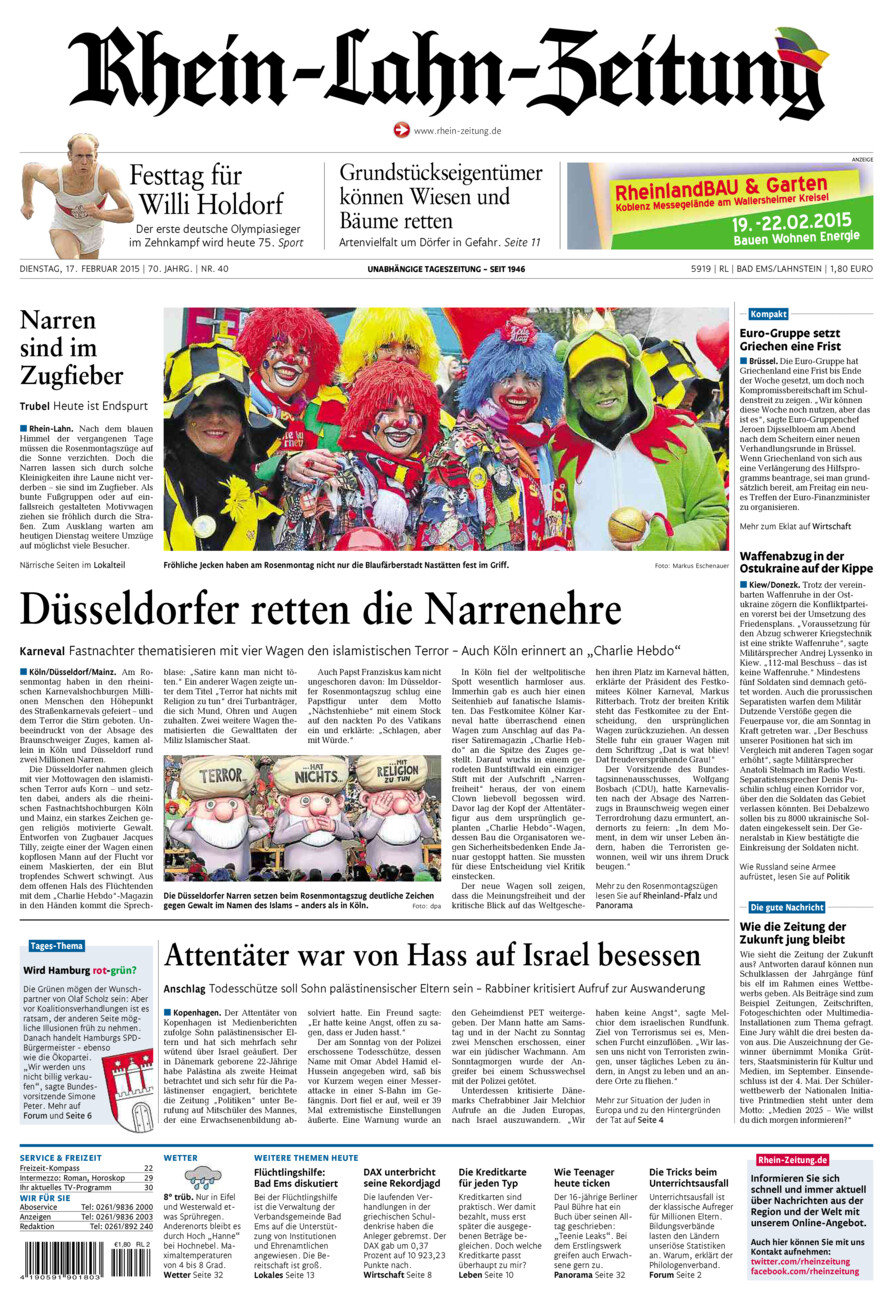 Rhein-Lahn-Zeitung vom Dienstag, 17.02.2015