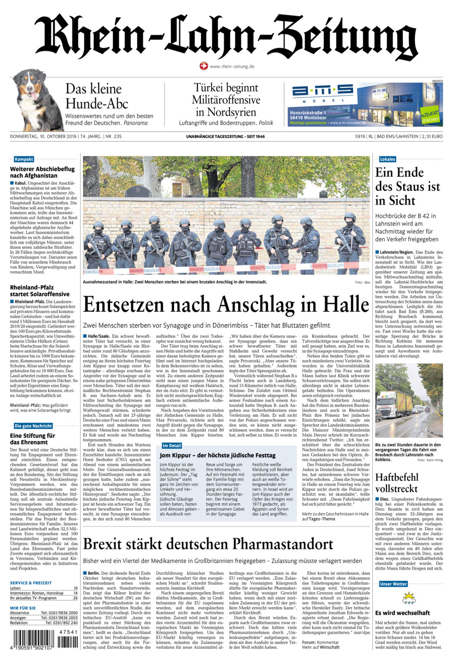 Rhein-Lahn-Zeitung vom Donnerstag, 10.10.2019