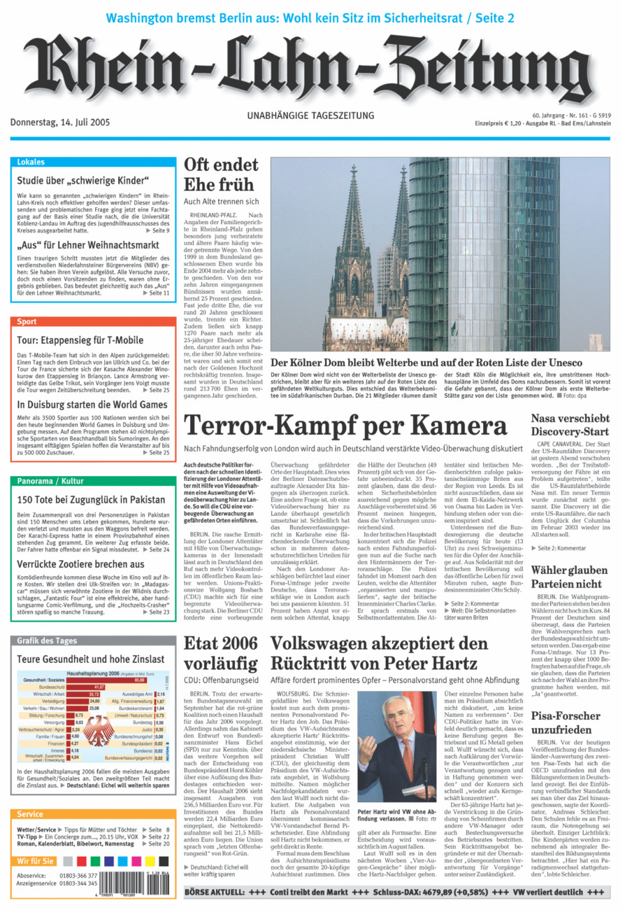 Rhein-Lahn-Zeitung vom Donnerstag, 14.07.2005