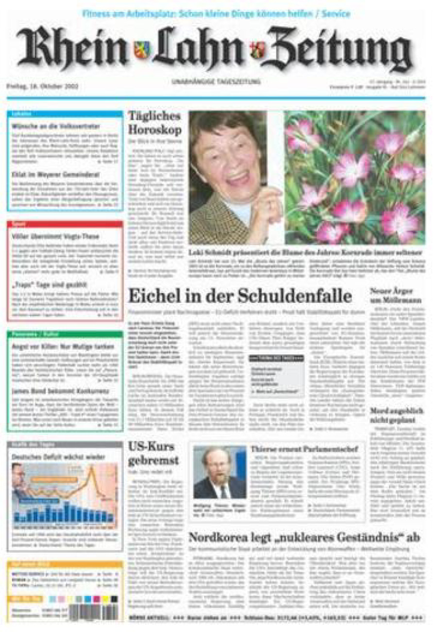 Rhein-Lahn-Zeitung vom Freitag, 18.10.2002