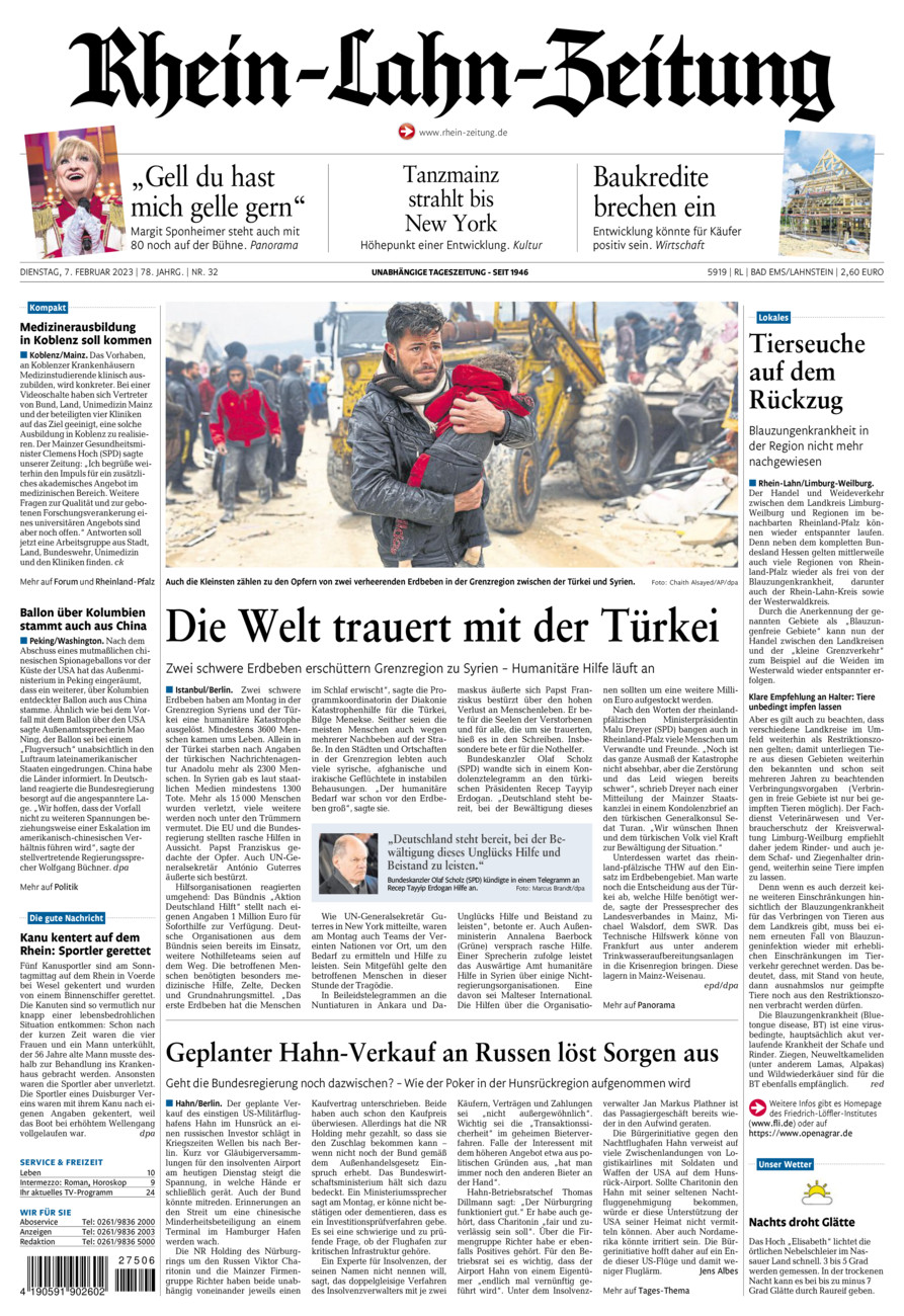 Rhein-Lahn-Zeitung vom Dienstag, 07.02.2023
