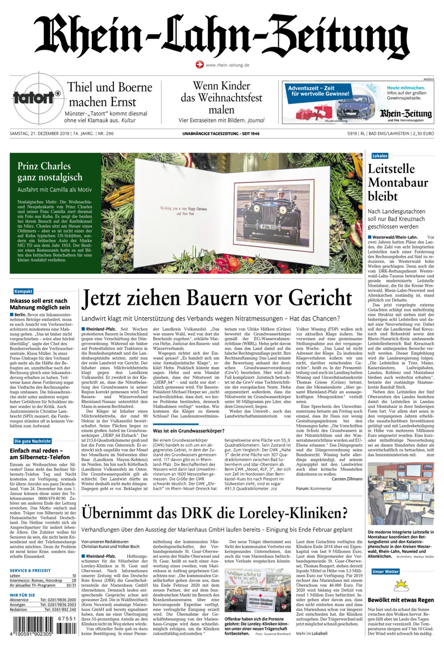 Rhein-Lahn-Zeitung vom Samstag, 21.12.2019