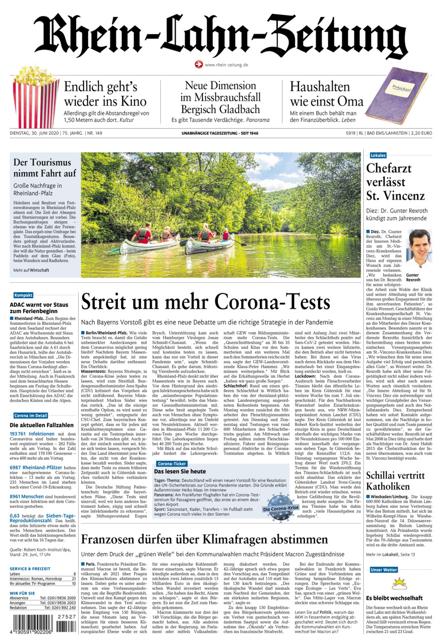 Rhein-Lahn-Zeitung vom Dienstag, 30.06.2020