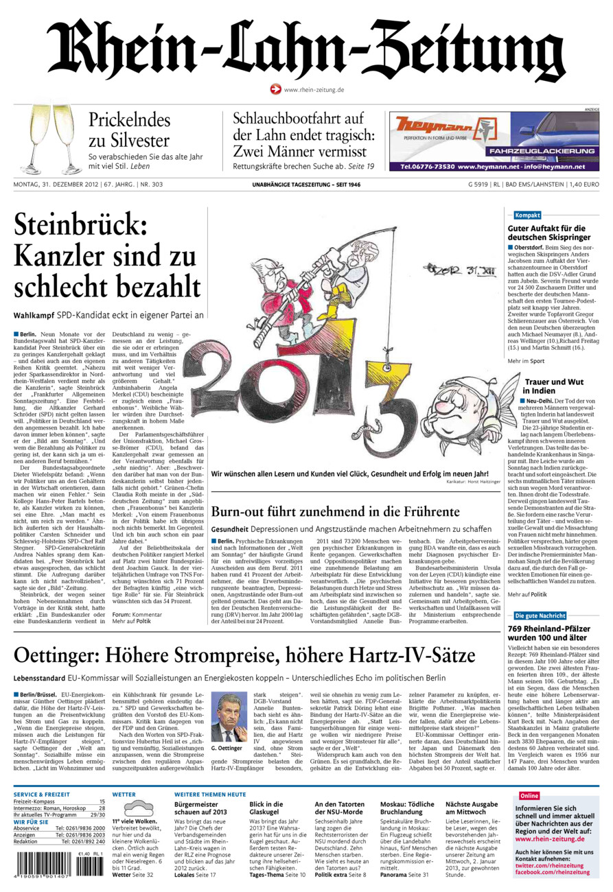 Rhein-Lahn-Zeitung vom Montag, 31.12.2012