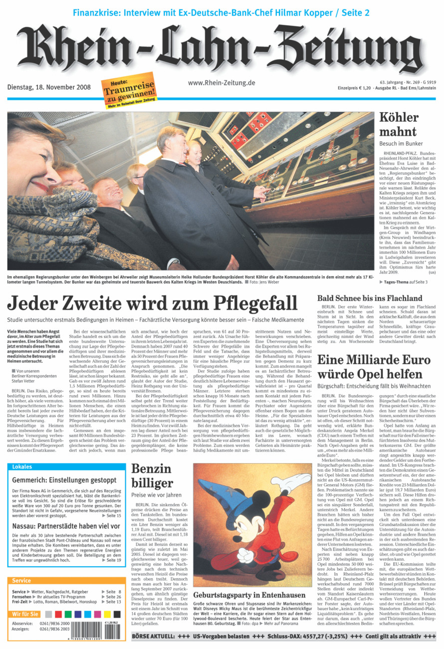Rhein-Lahn-Zeitung vom Dienstag, 18.11.2008