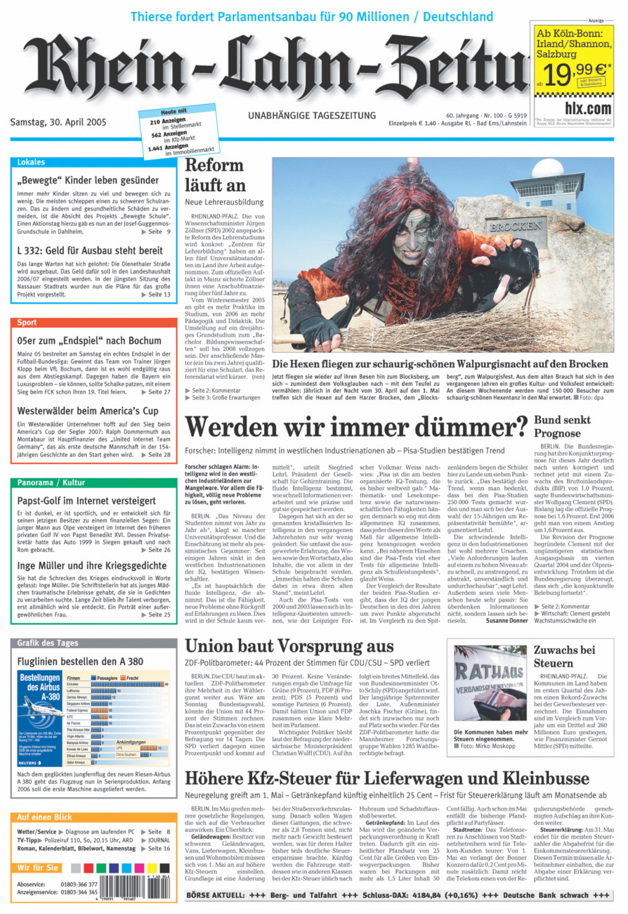Rhein-Lahn-Zeitung vom Samstag, 30.04.2005