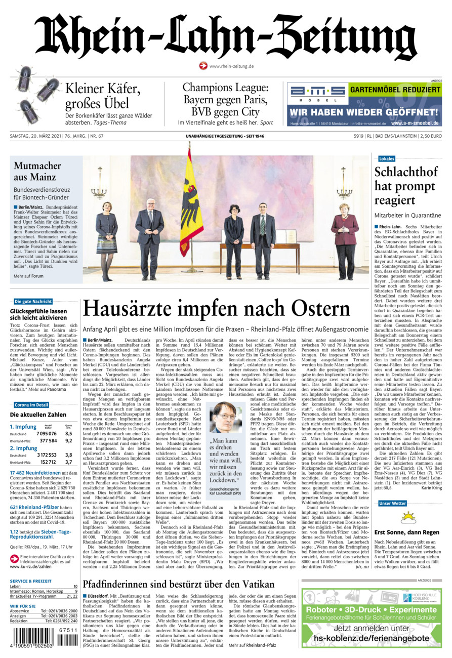 Rhein-Lahn-Zeitung vom Samstag, 20.03.2021