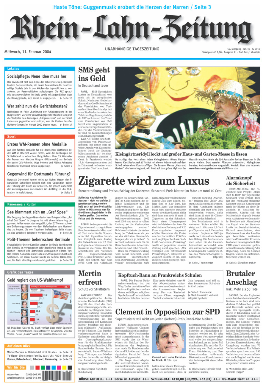 Rhein-Lahn-Zeitung vom Mittwoch, 11.02.2004