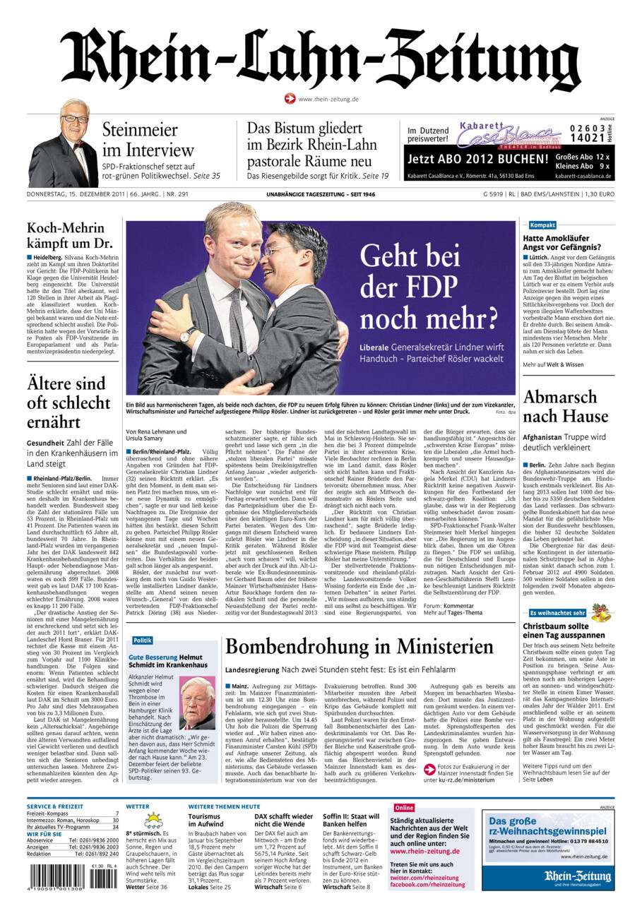 Rhein-Lahn-Zeitung vom Donnerstag, 15.12.2011