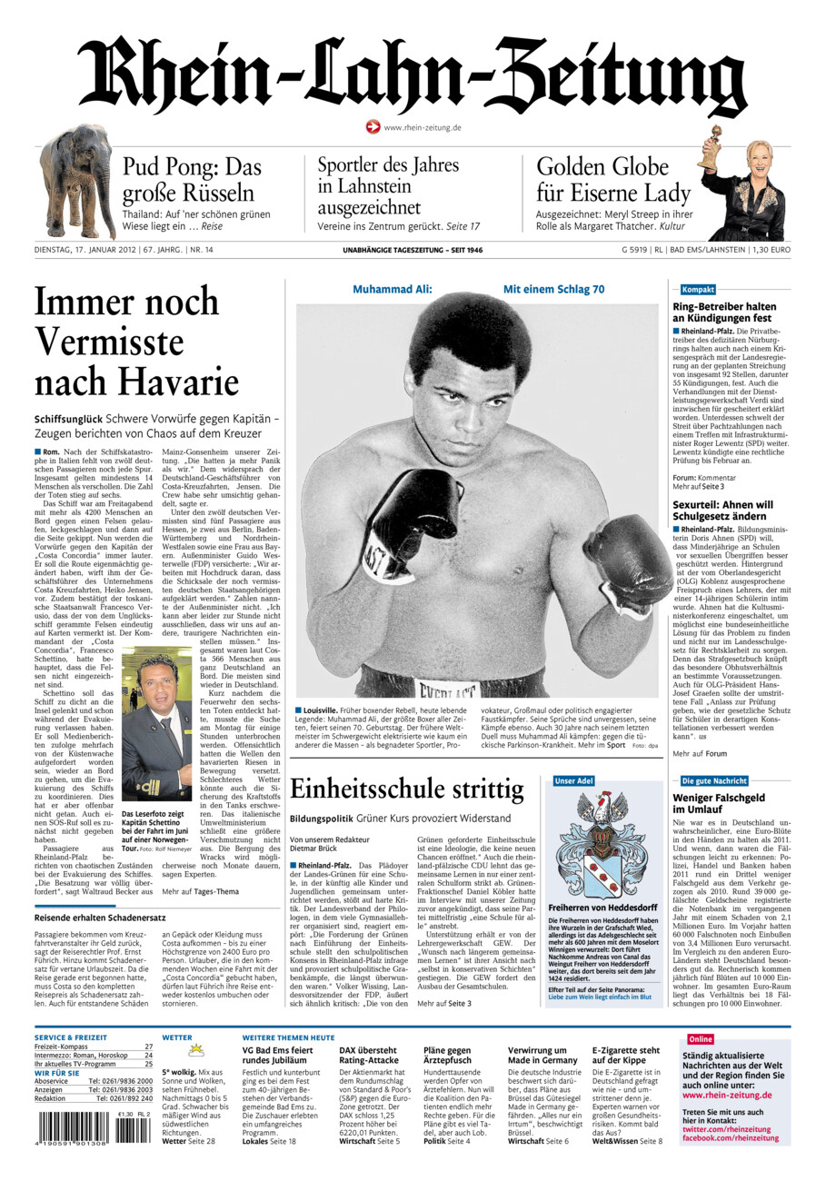 Rhein-Lahn-Zeitung vom Dienstag, 17.01.2012