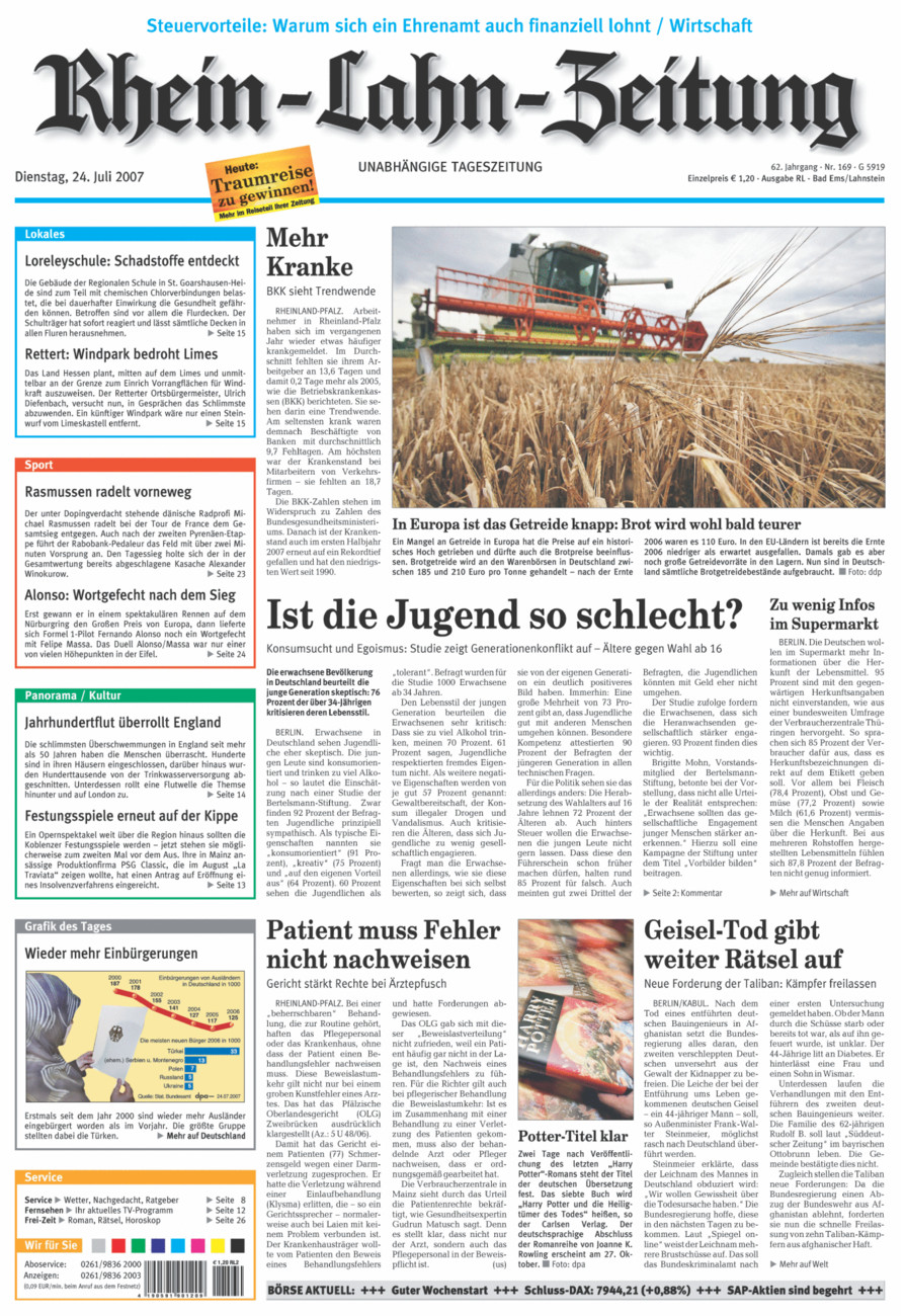 Rhein-Lahn-Zeitung vom Dienstag, 24.07.2007
