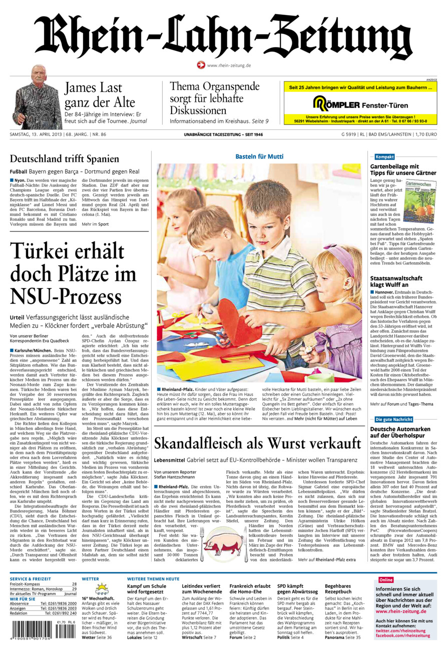 Rhein-Lahn-Zeitung vom Samstag, 13.04.2013
