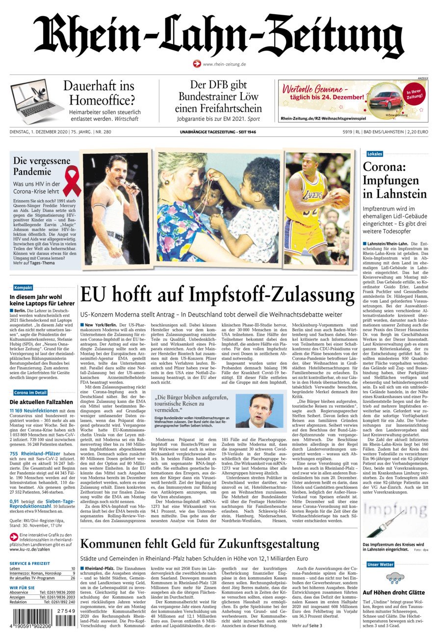 Rhein-Lahn-Zeitung vom Dienstag, 01.12.2020