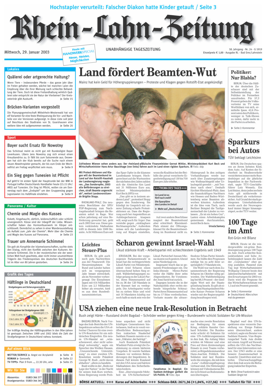 Rhein-Lahn-Zeitung vom Mittwoch, 29.01.2003