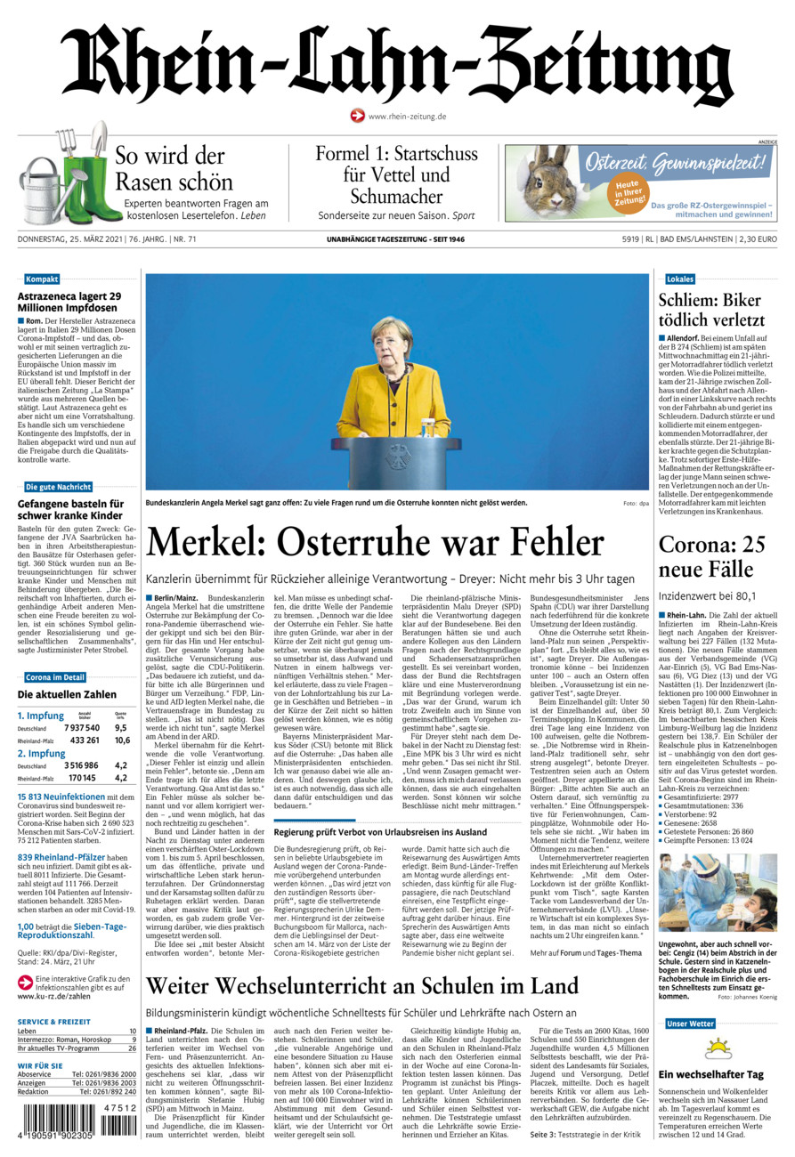Rhein-Lahn-Zeitung vom Donnerstag, 25.03.2021