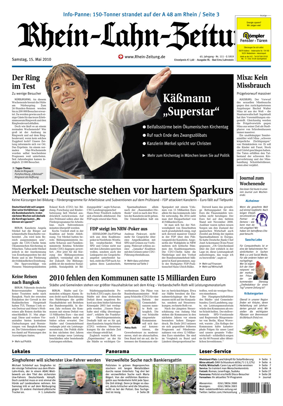 Rhein-Lahn-Zeitung vom Samstag, 15.05.2010