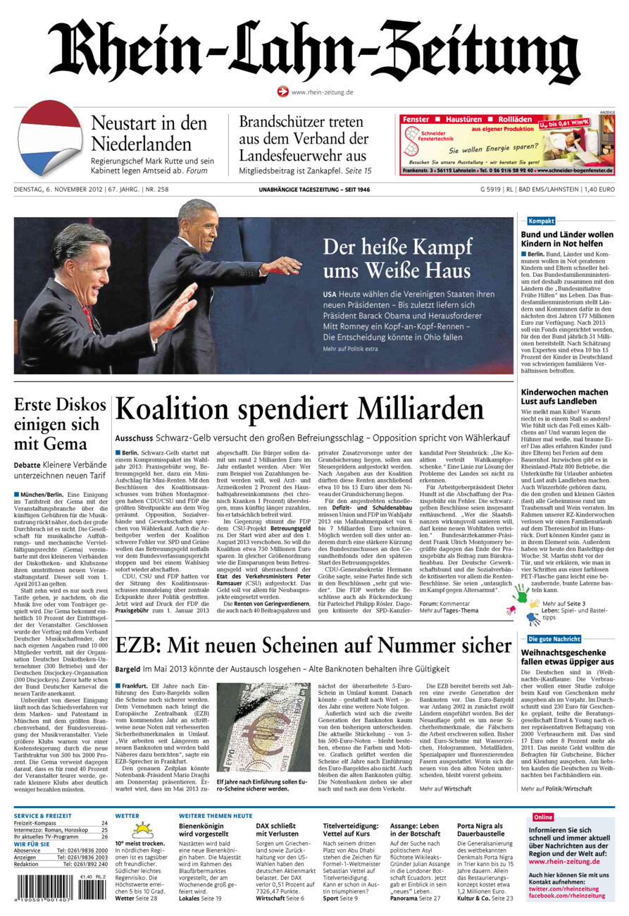 Rhein-Lahn-Zeitung vom Dienstag, 06.11.2012