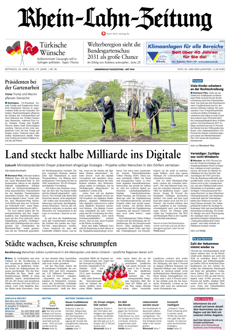 Rhein-Lahn-Zeitung vom Mittwoch, 25.04.2018