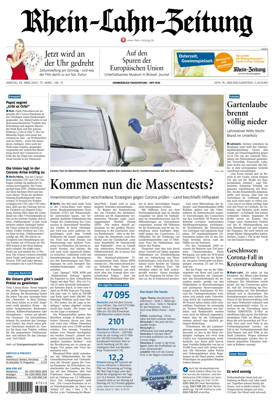 Rhein-Lahn-Zeitung vom Samstag, 28.03.2020