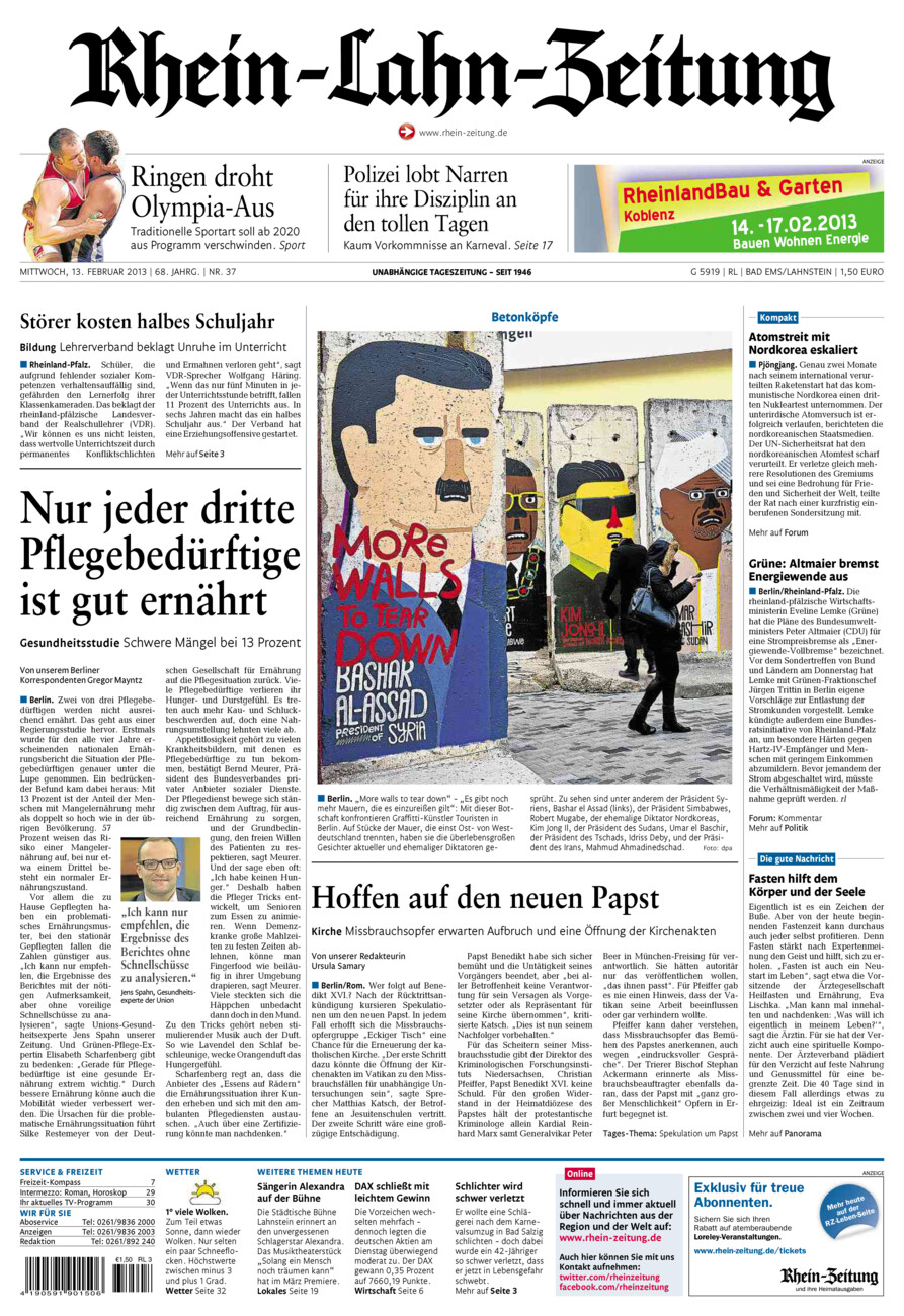 Rhein-Lahn-Zeitung vom Mittwoch, 13.02.2013