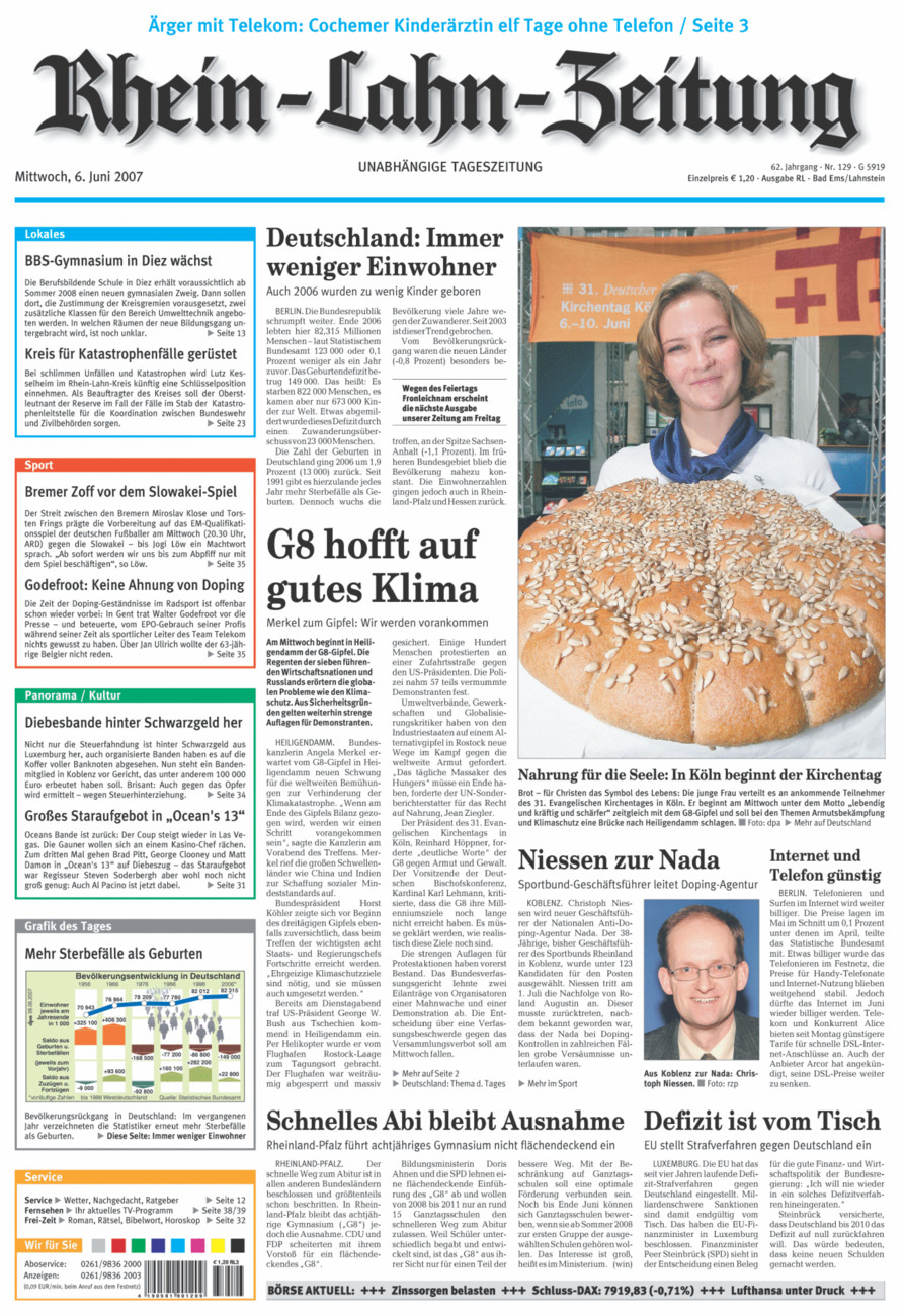 Rhein-Lahn-Zeitung vom Mittwoch, 06.06.2007