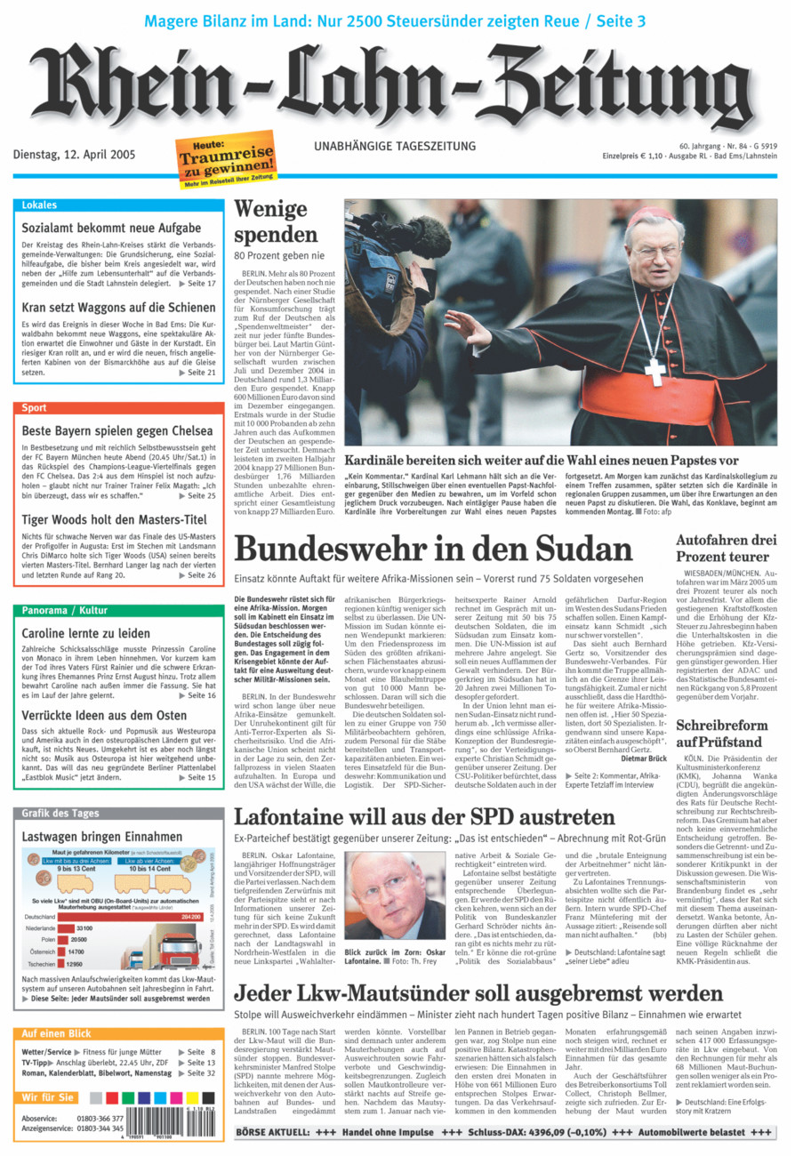 Rhein-Lahn-Zeitung vom Dienstag, 12.04.2005