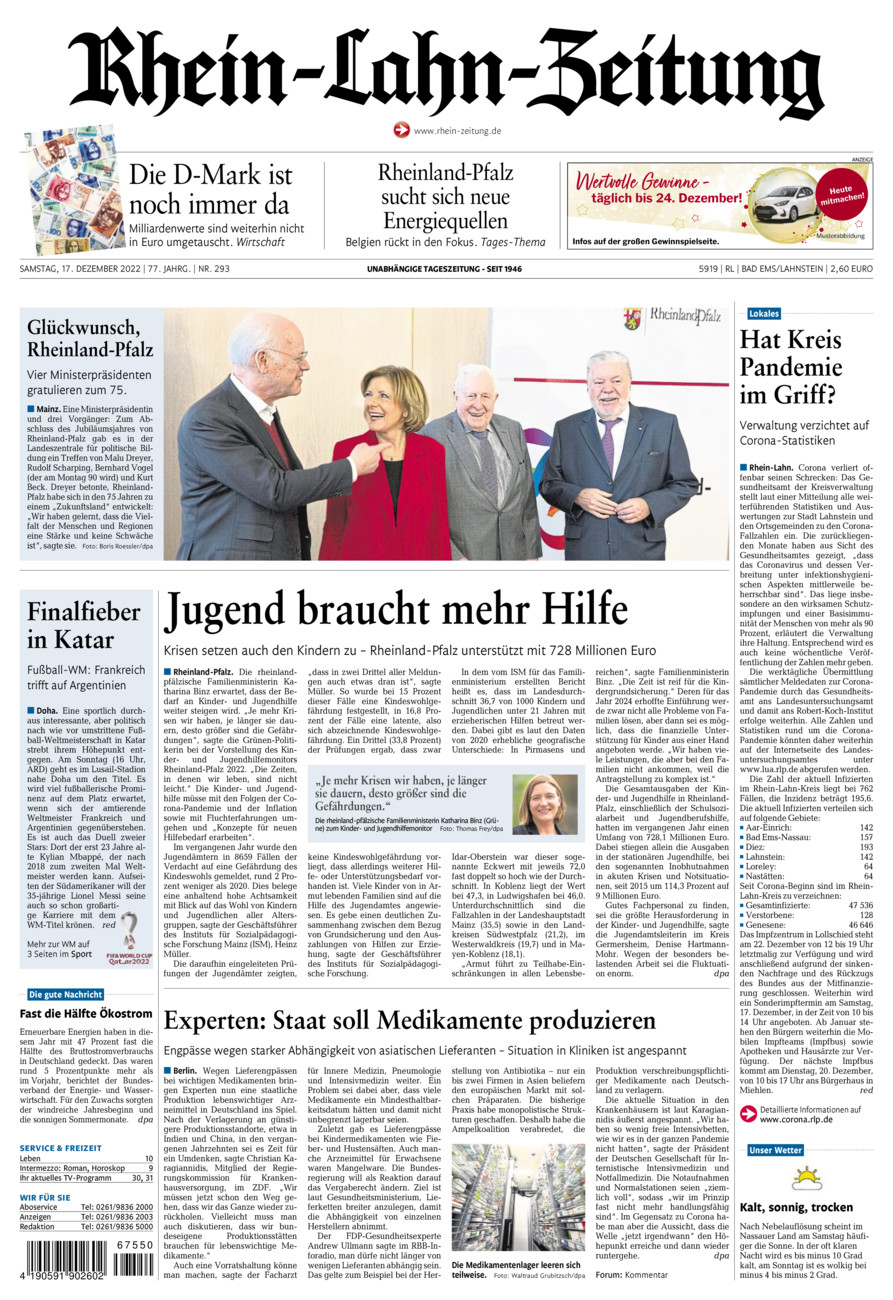 Rhein-Lahn-Zeitung vom Samstag, 17.12.2022
