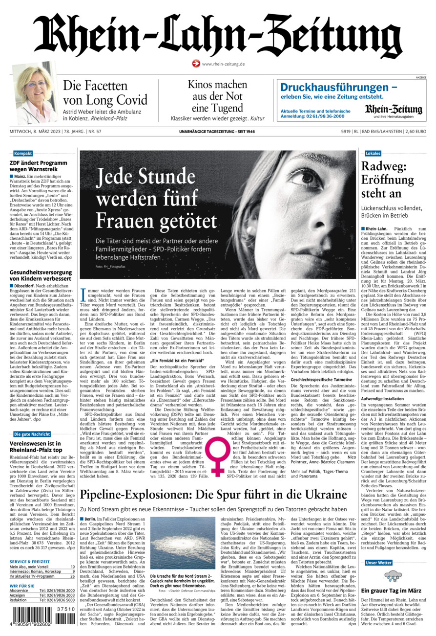 Rhein-Lahn-Zeitung vom Mittwoch, 08.03.2023