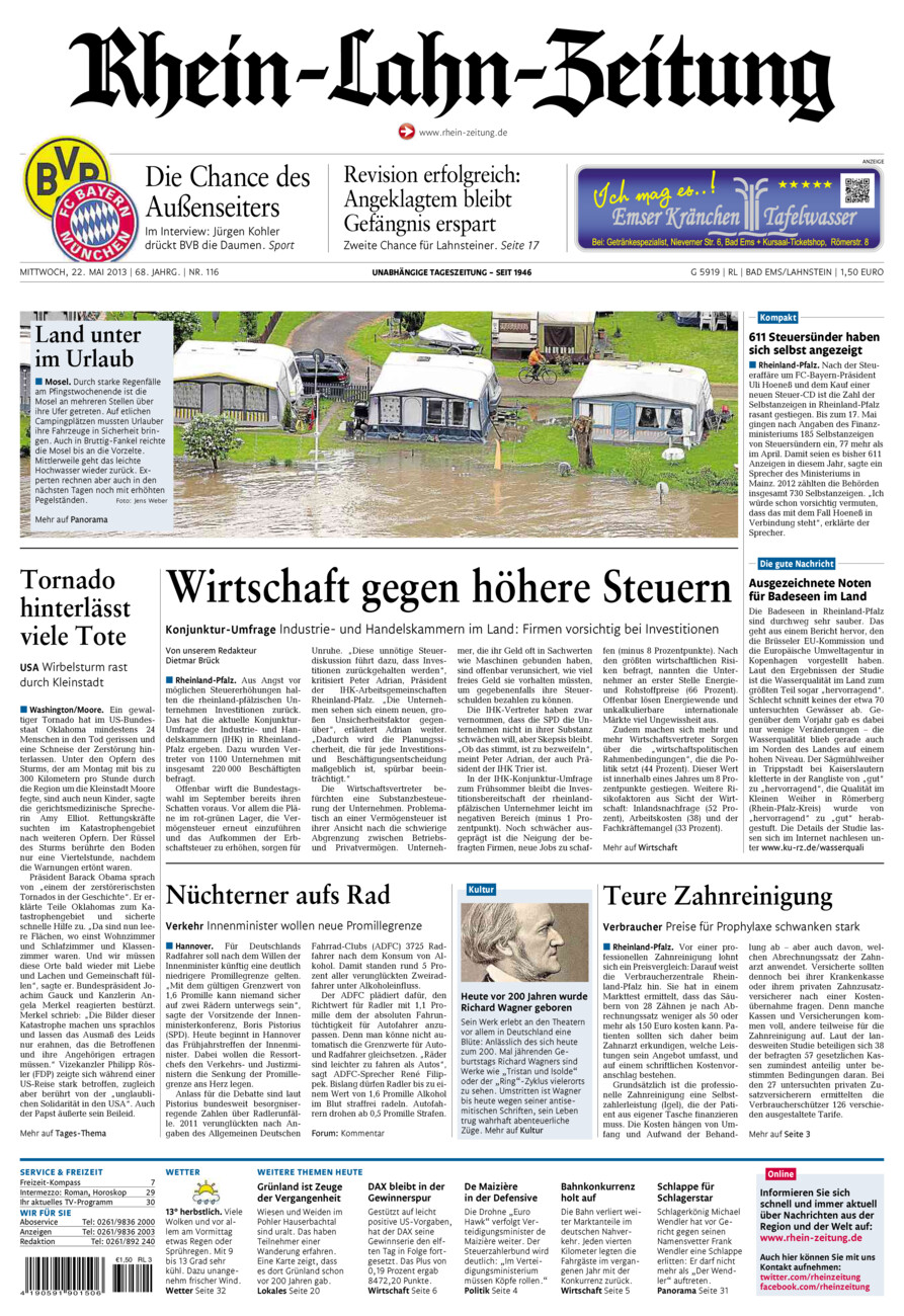 Rhein-Lahn-Zeitung vom Mittwoch, 22.05.2013