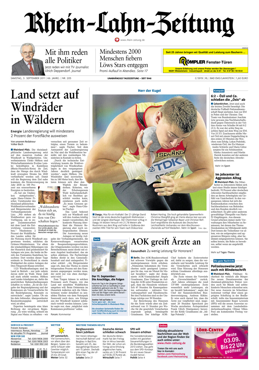 Rhein-Lahn-Zeitung vom Samstag, 03.09.2011