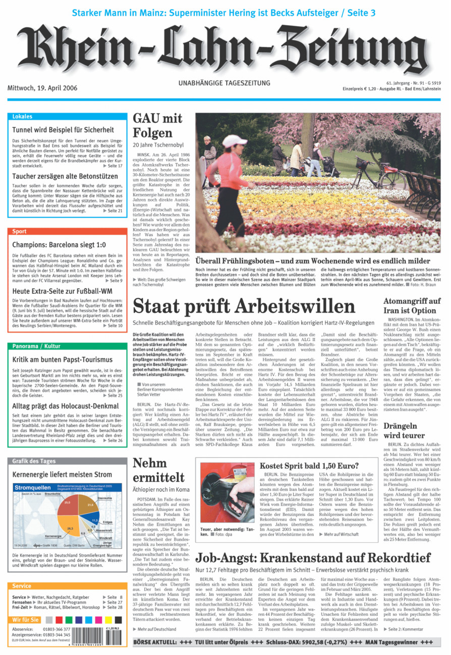 Rhein-Lahn-Zeitung vom Mittwoch, 19.04.2006