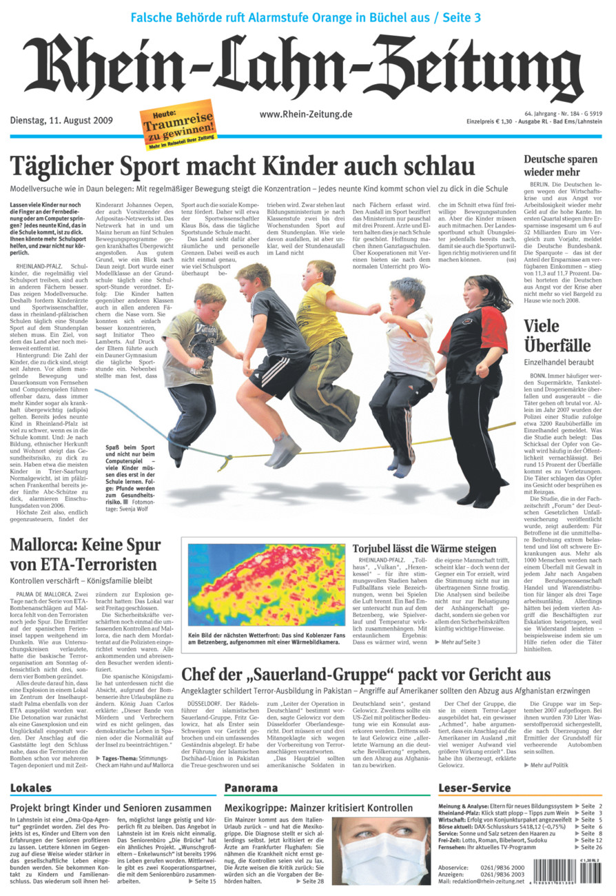 Rhein-Lahn-Zeitung vom Dienstag, 11.08.2009