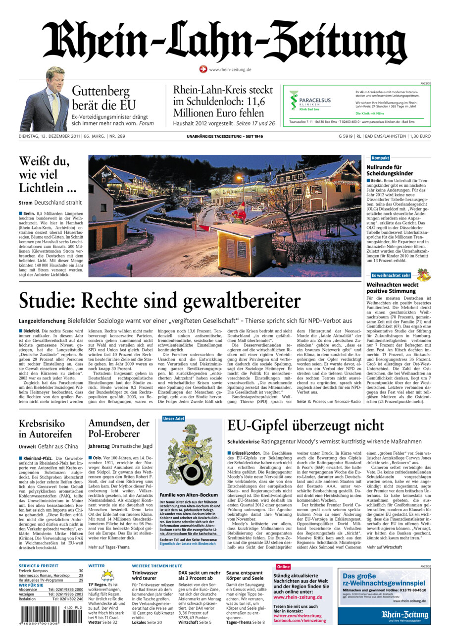 Rhein-Lahn-Zeitung vom Dienstag, 13.12.2011