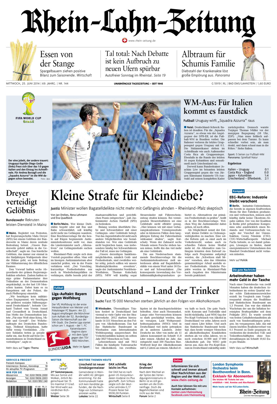 Rhein-Lahn-Zeitung vom Mittwoch, 25.06.2014