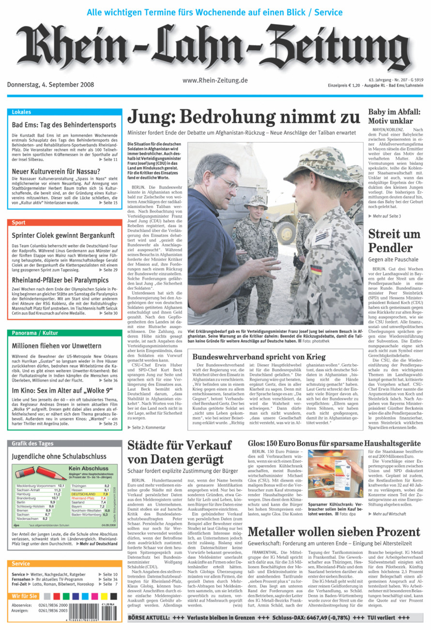 Rhein-Lahn-Zeitung vom Donnerstag, 04.09.2008