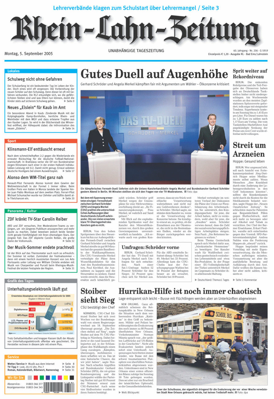Rhein-Lahn-Zeitung vom Montag, 05.09.2005