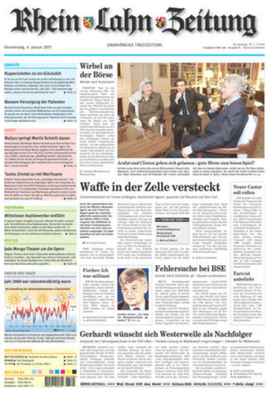 Rhein-Lahn-Zeitung vom Donnerstag, 04.01.2001