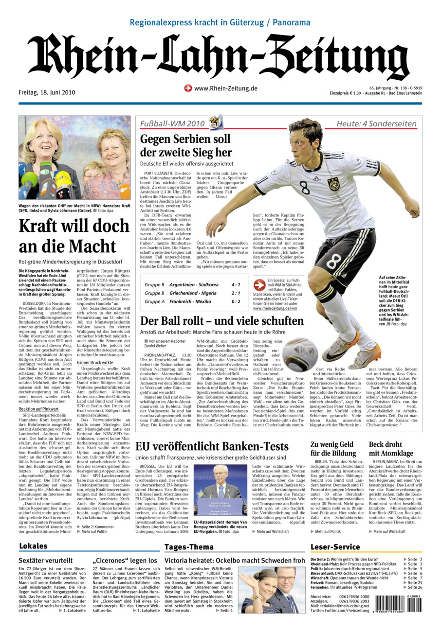 Rhein-Lahn-Zeitung vom Freitag, 18.06.2010