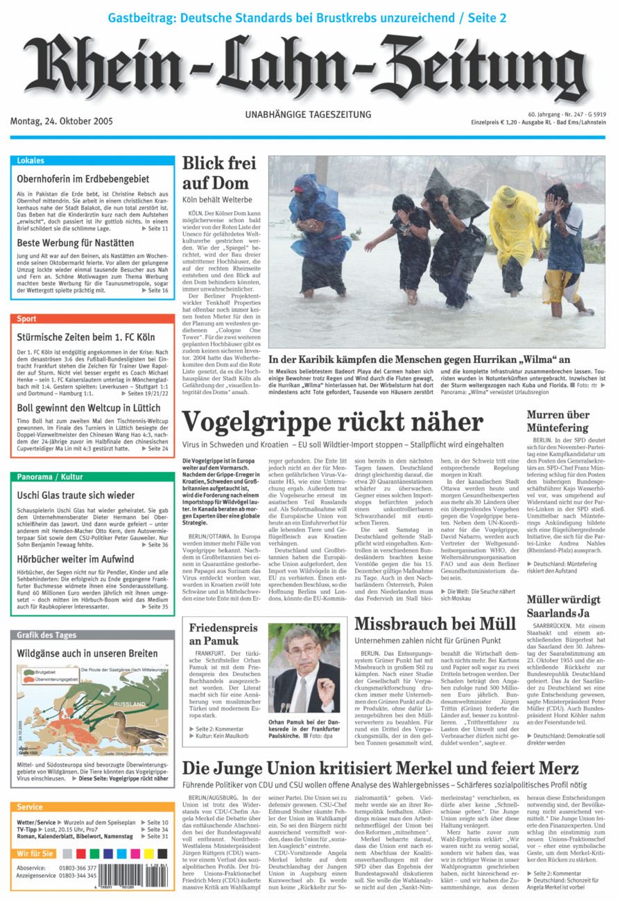 Rhein-Lahn-Zeitung vom Montag, 24.10.2005