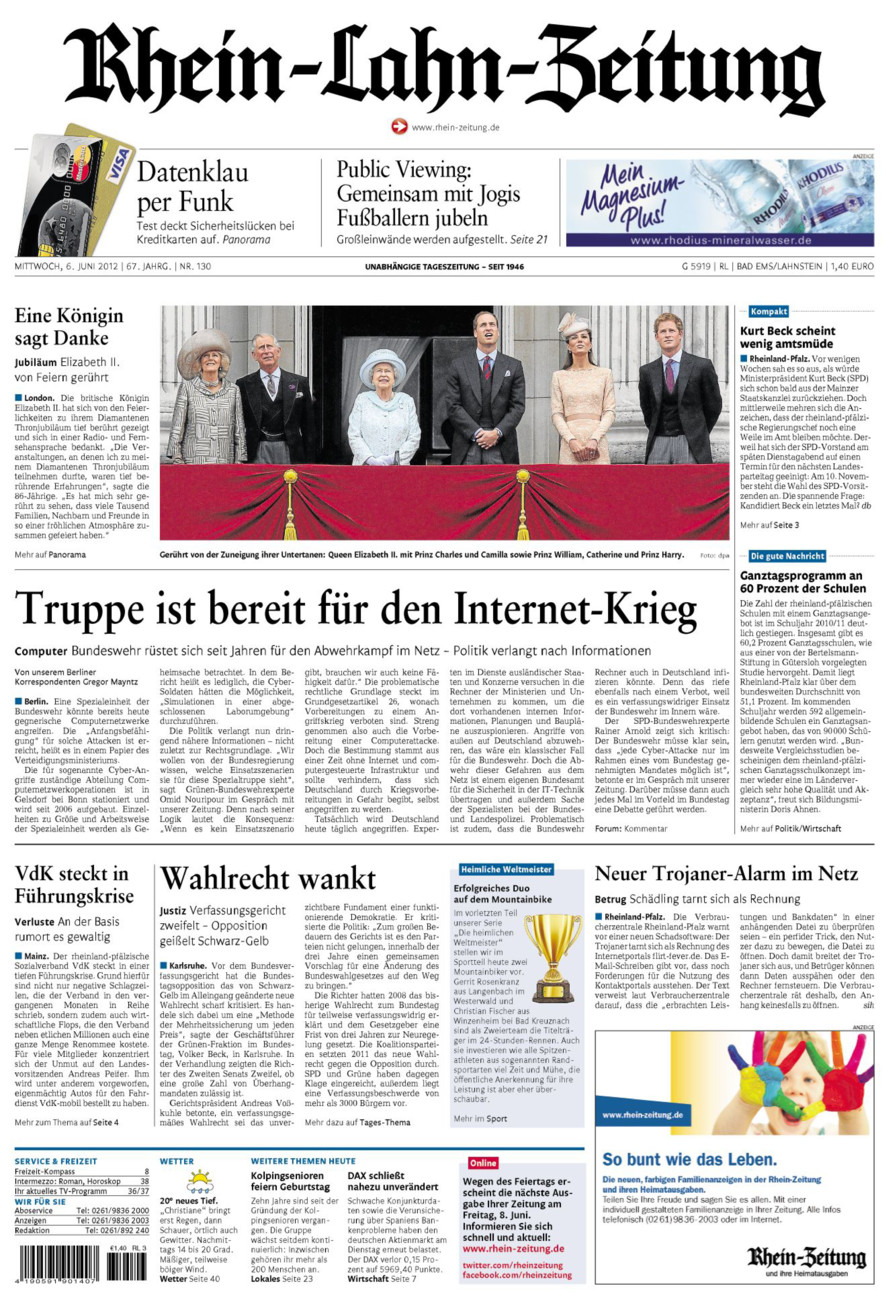 Rhein-Lahn-Zeitung vom Mittwoch, 06.06.2012