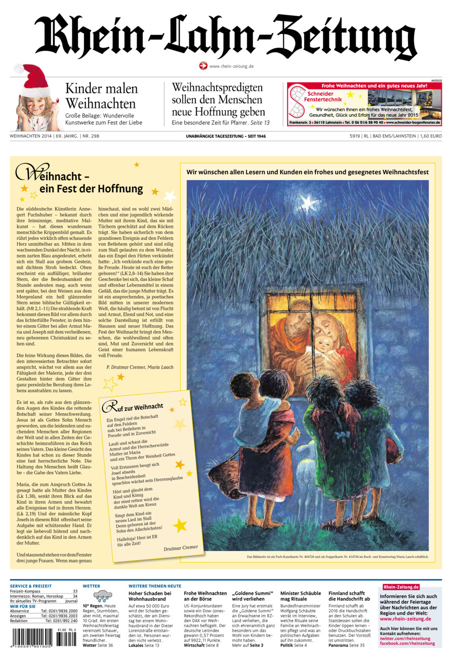 Rhein-Lahn-Zeitung vom Mittwoch, 24.12.2014
