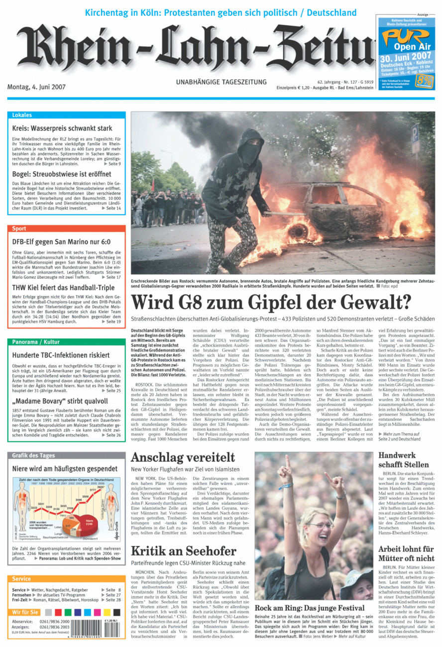 Rhein-Lahn-Zeitung vom Montag, 04.06.2007