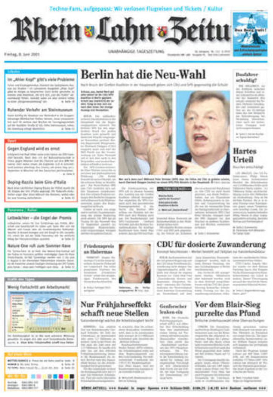 Rhein-Lahn-Zeitung vom Freitag, 08.06.2001