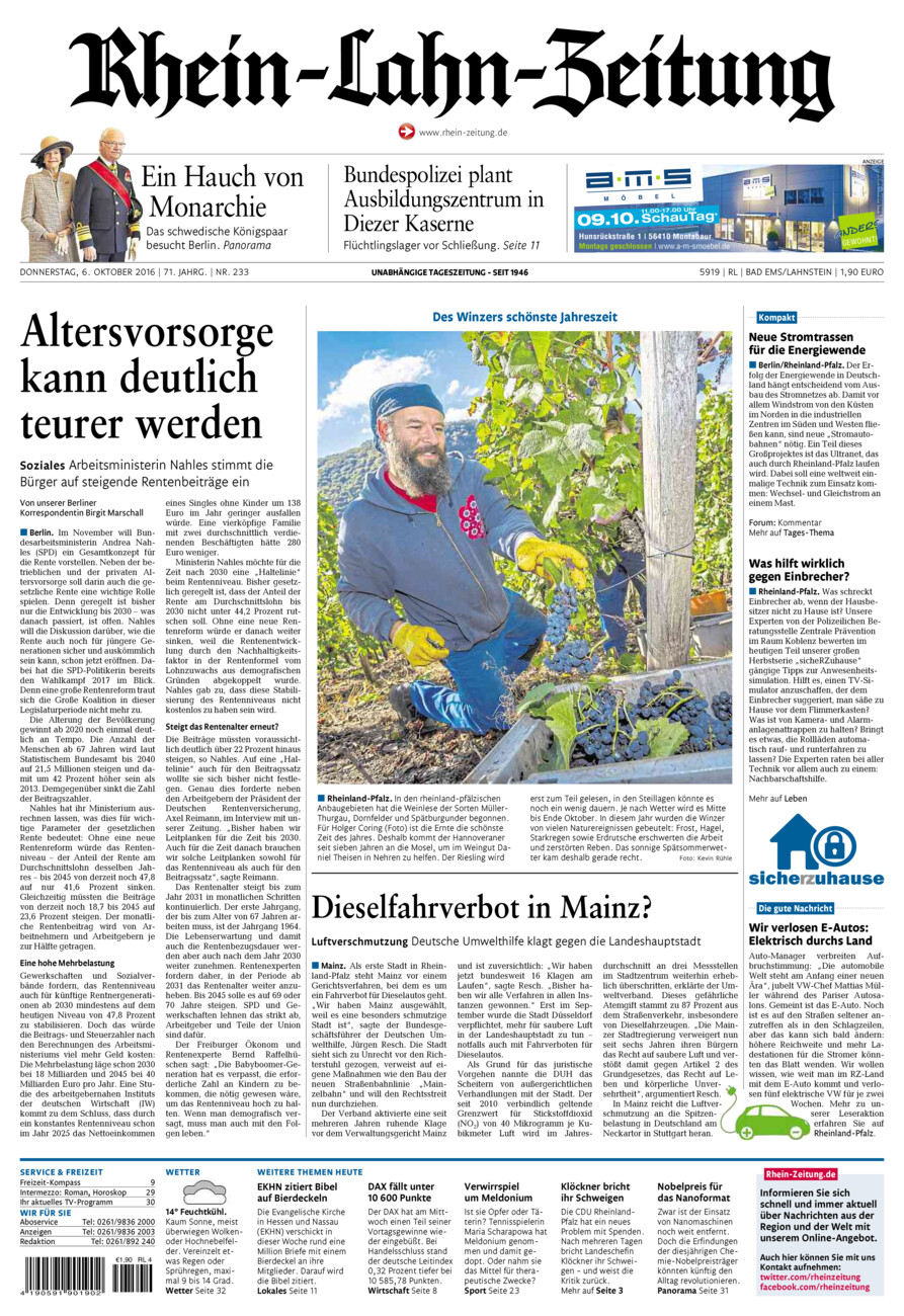 Rhein-Lahn-Zeitung vom Donnerstag, 06.10.2016