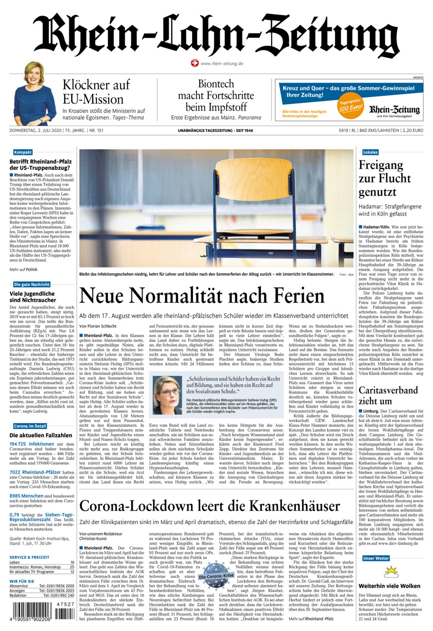 Rhein-Lahn-Zeitung vom Donnerstag, 02.07.2020