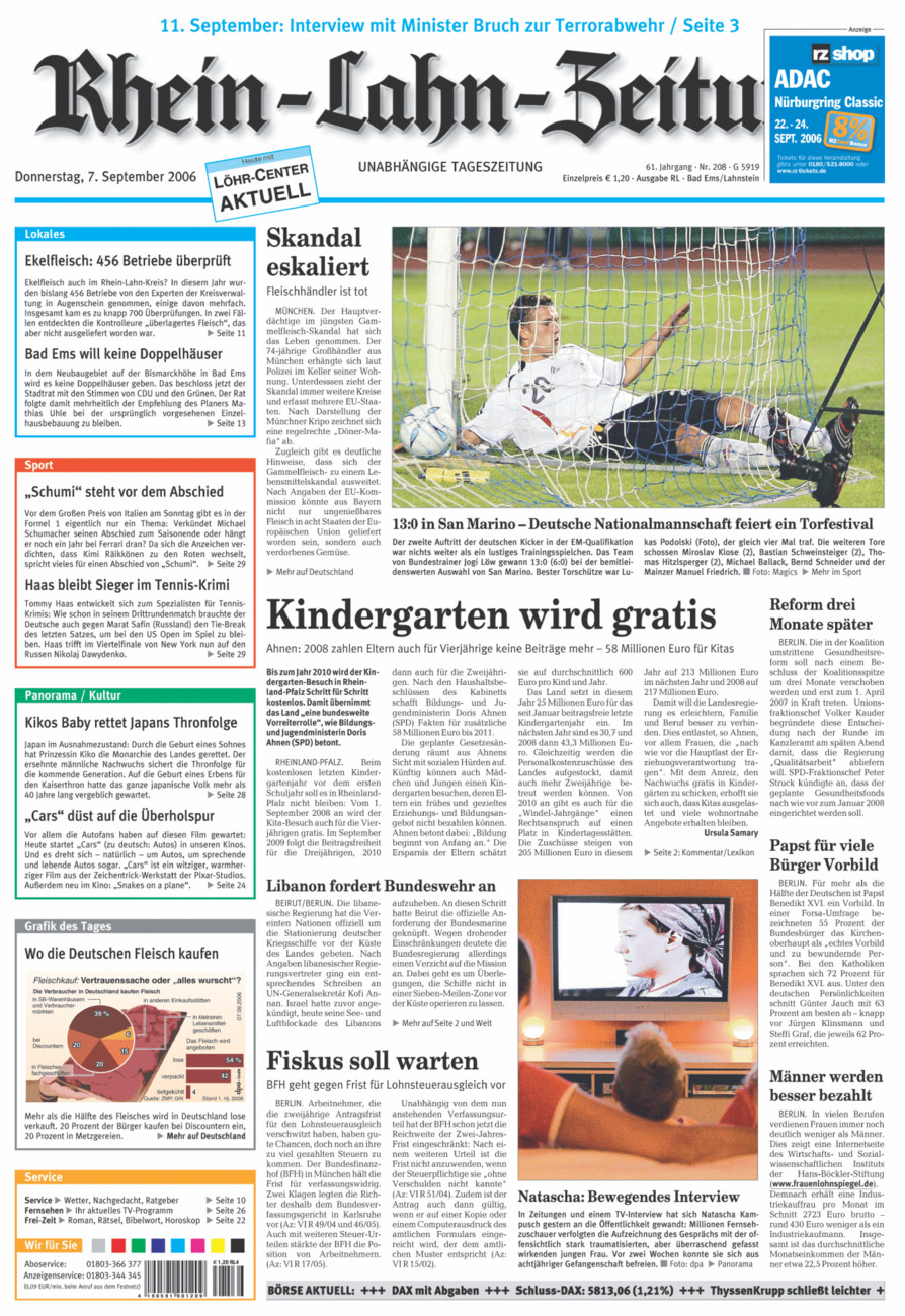 Rhein-Lahn-Zeitung vom Donnerstag, 07.09.2006
