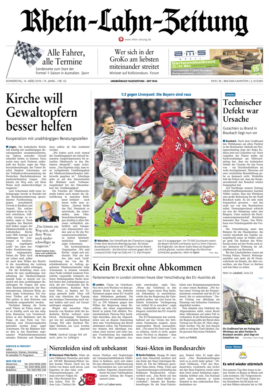 Rhein-Lahn-Zeitung vom Donnerstag, 14.03.2019