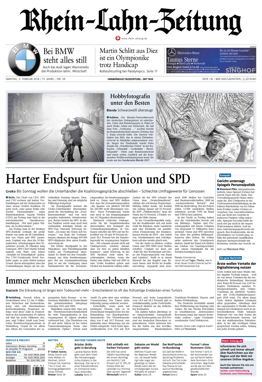 Rhein-Lahn-Zeitung vom Samstag, 03.02.2018